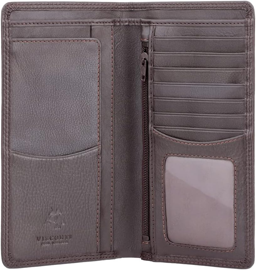 Visconti Heritage-12 Soft Leather Checkbook Wallet (Brown) (Brown)