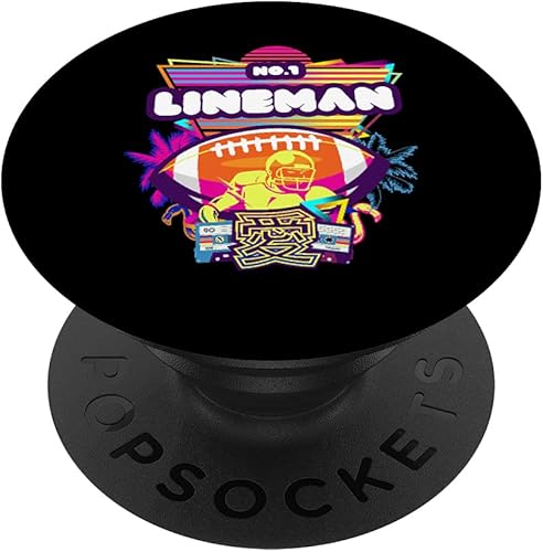 Ofensiva defensiva Lineman cita retro Synthwave fútbol PopSockets intercambiables PopGrip