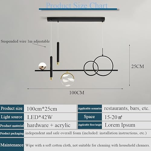 Miniatura 7 de NERDOH Lámpara colgante moderna para comedor, luz simple, lámpara de lujo LED regulable para sala de estar con control remoto, lámpara de comedor