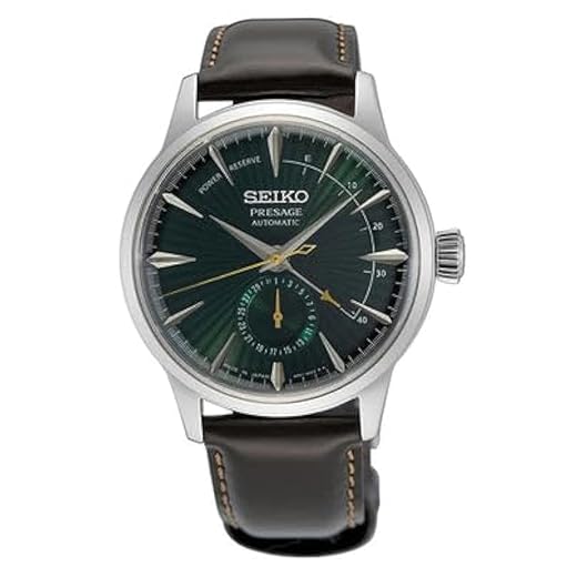 SEIKO SSA459 Relógio automático masculino – Coleção Presage – mostrador verde rico – aço inoxidável, pulseira de couro – resistente à água até 50 m, Verde rico