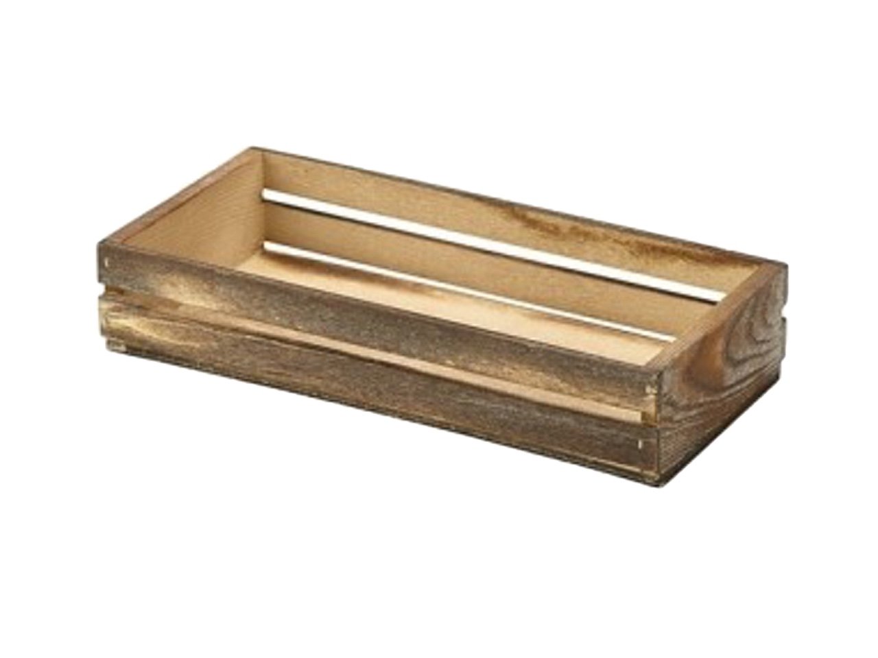 Genware Wooden Food Presentation Crate 25 x 12 x 5cm - Unique Burger Basket Idea