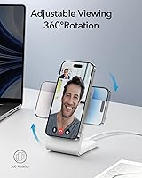 Vista 7 de 2-en-1 para soporte de carga compatible con Magsafe con bloque de carga USB-C PD de 20W y cable, cargador inalámbrico de carga rápida diseñado