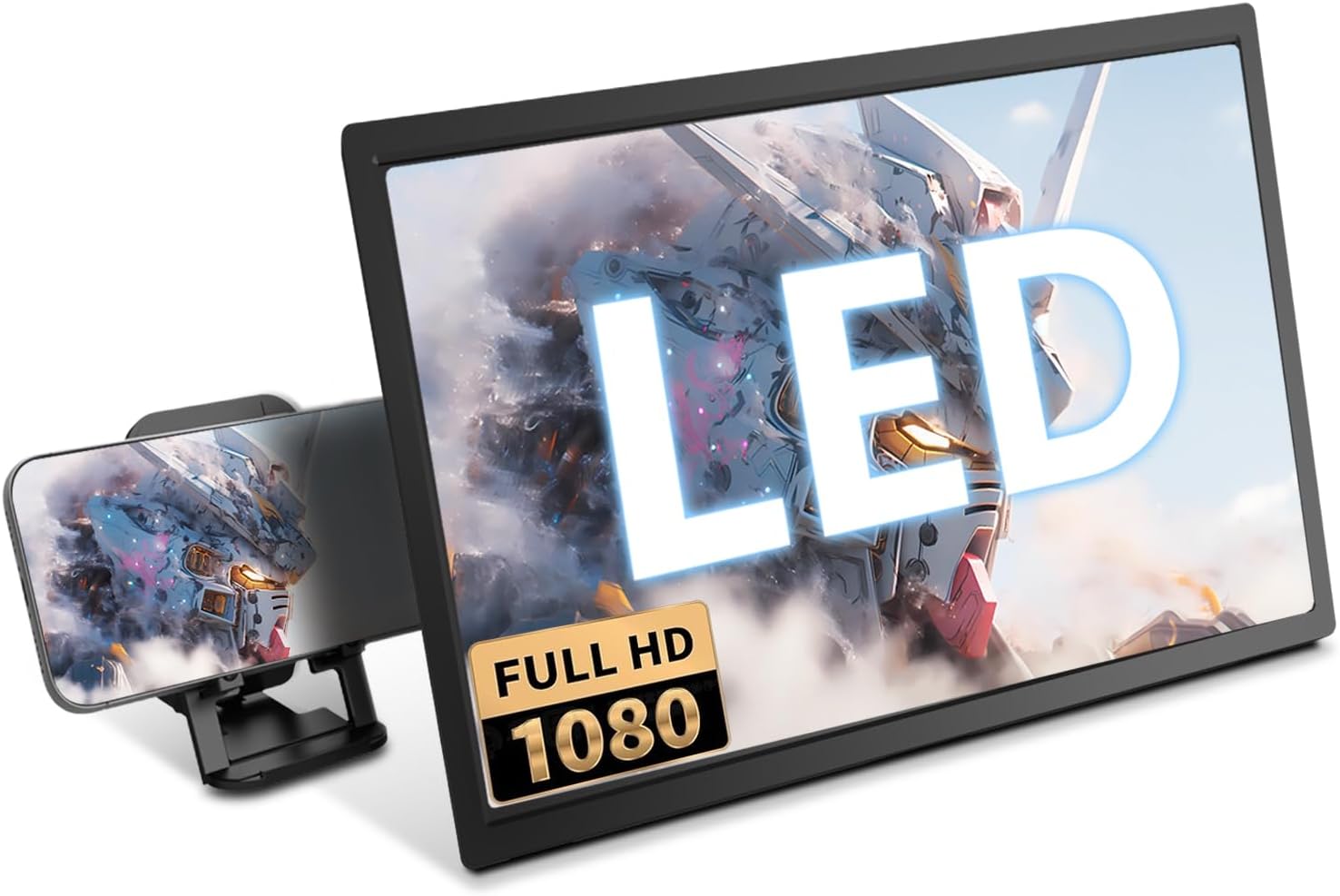 15.6 Inch HD Screen Magnifier & Mobile Video Projector, Foldable Stand, Compatible with All USB-C Enabled Laptops, Tablets & Phones, Mini HDMI Interface, Ideal for Movies, Videos and Gaming