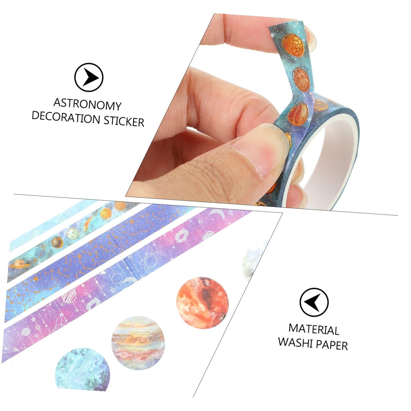 Operitacx 5 Ensembles Ruban Adhésif Décoratif Washi Tape Thème Univers Pour Scrapbooking Et Décoration De Carnets 19 Rouleaux*5