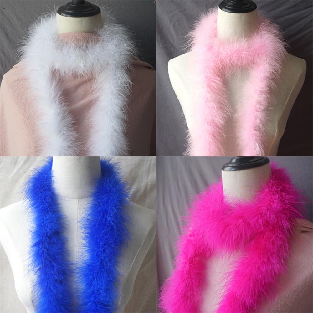 Boa en plumes pour femme - 2 m - Boa à plumes moelleuses - Boa en plumes de dinde - Costume de carnaval pour fête à thème Charleston des années 20