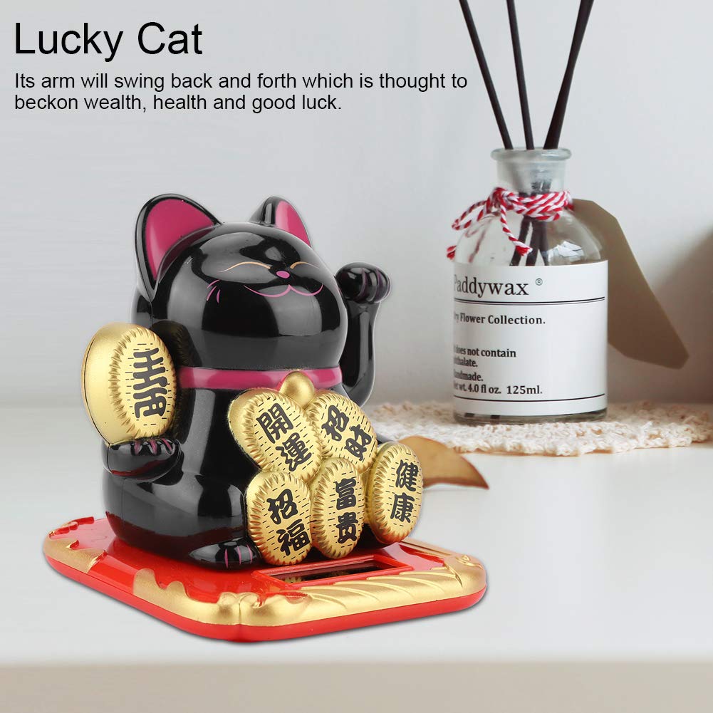 Gatto Fortunato,Alimentazione Solare Gatto Fortunato che Simboleggia la Ricchezza Simpatico Gatto con Braccia Ondeggianti Usato per Macchina, Casa, Ufficio Decorazione (Bianco