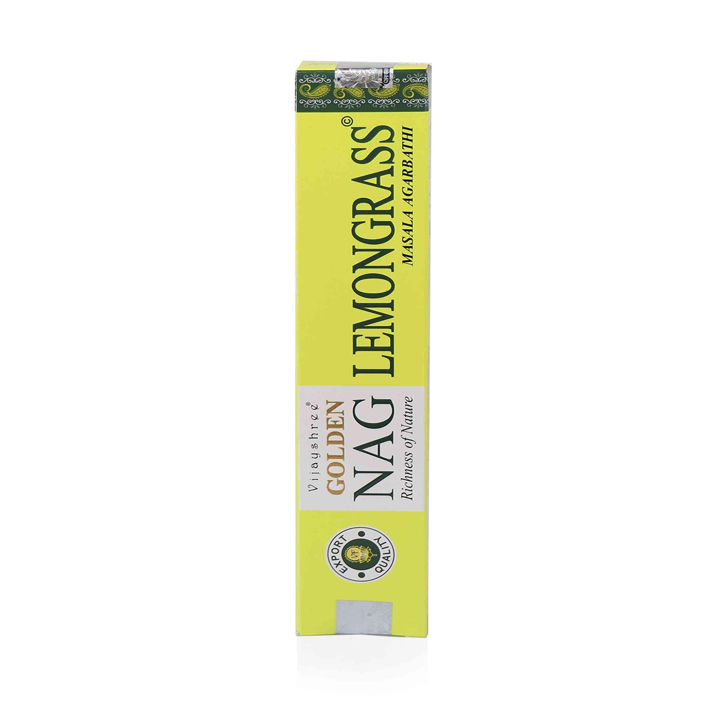 Nklaus Lemongrass Golden Nag Incense Sticks 15 G - Hand Rolled Incense With Fresh Lemon Fragrance For Refreshing, Cleansing And Balancing