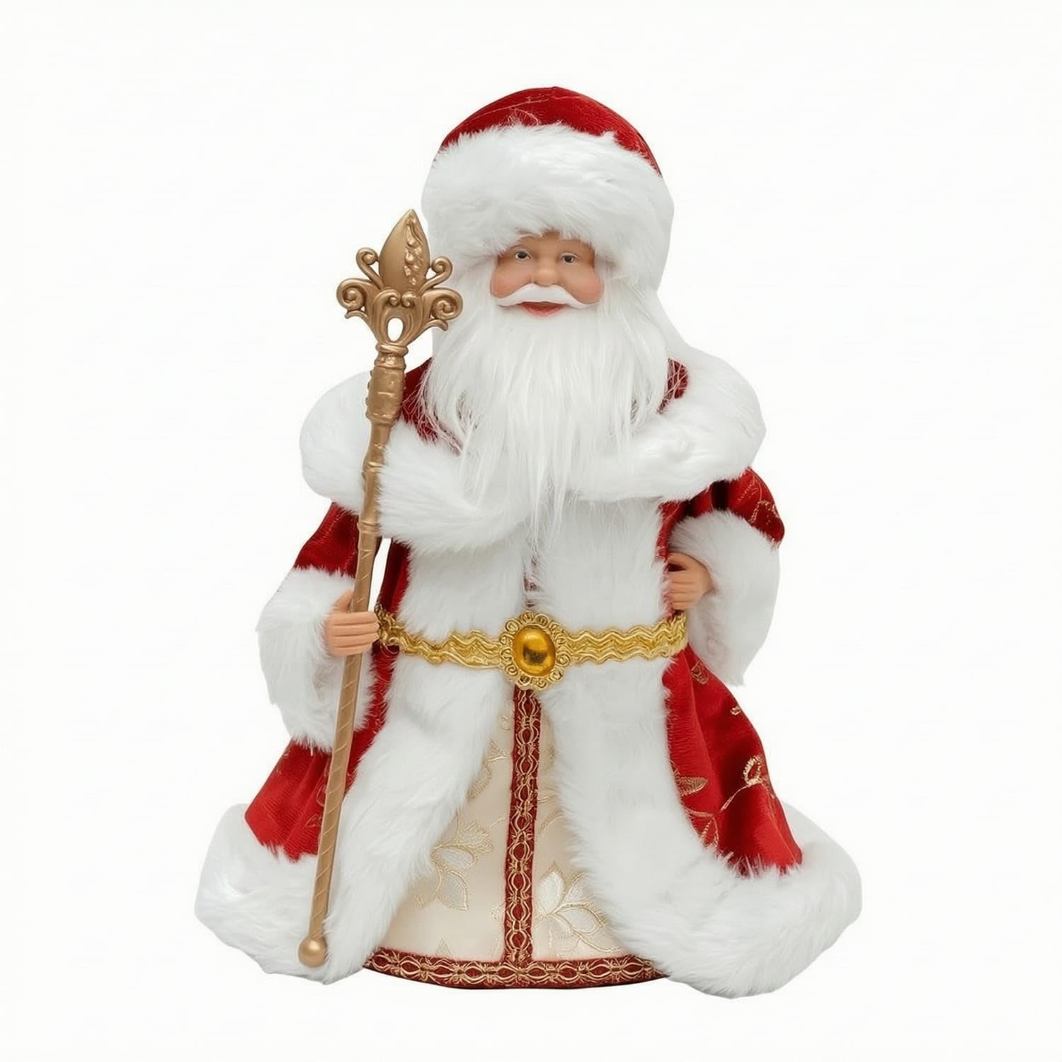 CLOVRIX® Tabletop Santa Figurine Faux-Fur-Trimmed Santa Saint