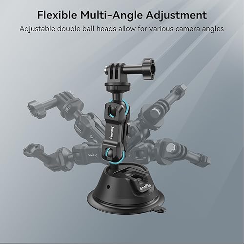 Miniatura 5 de SMALLRIG Soporte de ventosa de doble capa para GoPro Hero 11/10/9, para DJI Osmo Action/Procket, para Insta360 X3, soporte de cabezal de doble bola