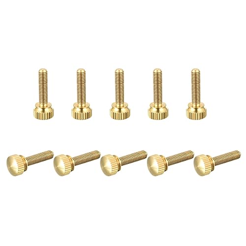 Miniatura 44 de uxcell 5 tornillos moleteados para el pulgar, pernos de hombro de latón M5 x 0.472 in, perillas de agarre escalonadas para PC, electrónicos