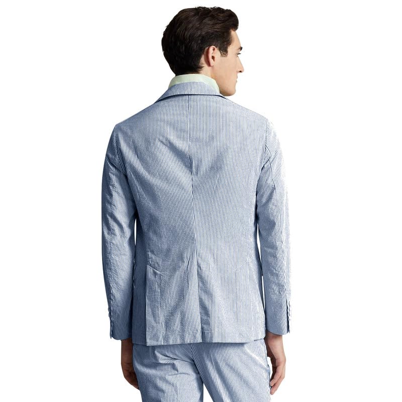 Men Sear Sucker Summer Suit 2 Pieces Lightweight Grooms Blazer Suit Set for Beach Wedding Mens Leisure Party Jacket Pants Set2