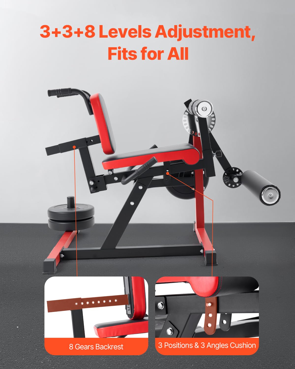 VEVOR Máquina de Extensión y Curl de Piernas, para Ejercicios Especiales de la Parte Inferior del Cuerpo, Banco de Entrenamiento para Gimnasio en Casa, Capacidad de 259 kg, 1065 x 997 x 965 mm