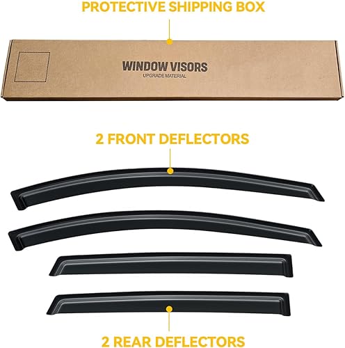Miniatura 294 de Visera de ventana para Toyota 4Runner 2010-2024, protectores de lluvia de canal exterior, deflector de ventilación, sombra de viento, humo oscuro