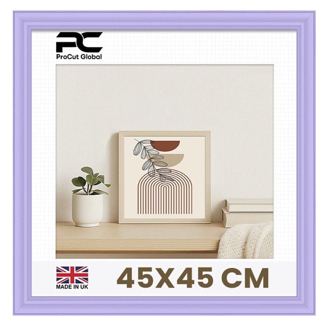 Procut Global 45x45CM Purple Picture Frames - Classic Wooden Photo Frame with Shatterproof Perspex for Wall or Tabletop - Perfect for Posters, Certificates & Prints - Sizes & Colors Available