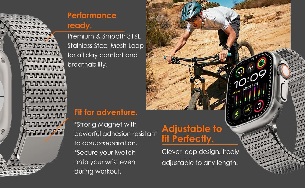 WINGLE Magnetic Mesh Loop for Apple Watch Band Ultra 3/2/1 Band 49mm 46mm 45mm 44mm 42mm 40mm 41mm 38mm Men Women, Stainless Steel Adjustable Metal Strap for iWatch Series 11 10 9 8 7 6 5 4 3 2 1 SE - Image 9