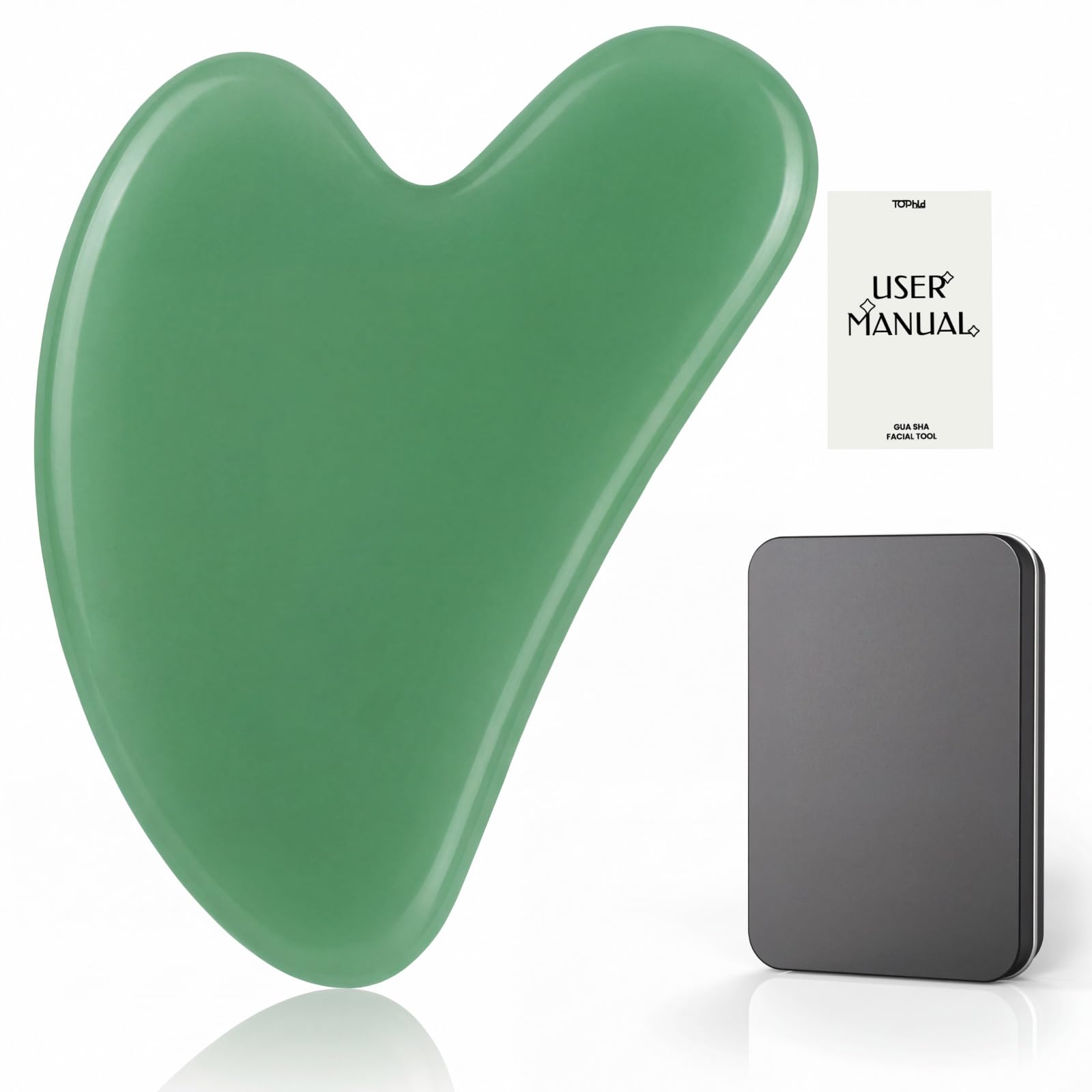 Gua Sha Gesichtswerkzeug - Grüner Stein Guasha Werkzeug für Gesicht, Hals & Körper - Gua Sha Werkzeug für Lymphdrainage, Schwellungen Reduktion & Triggerpunkt Linderung - Schönheit Hautpflege Geschenk