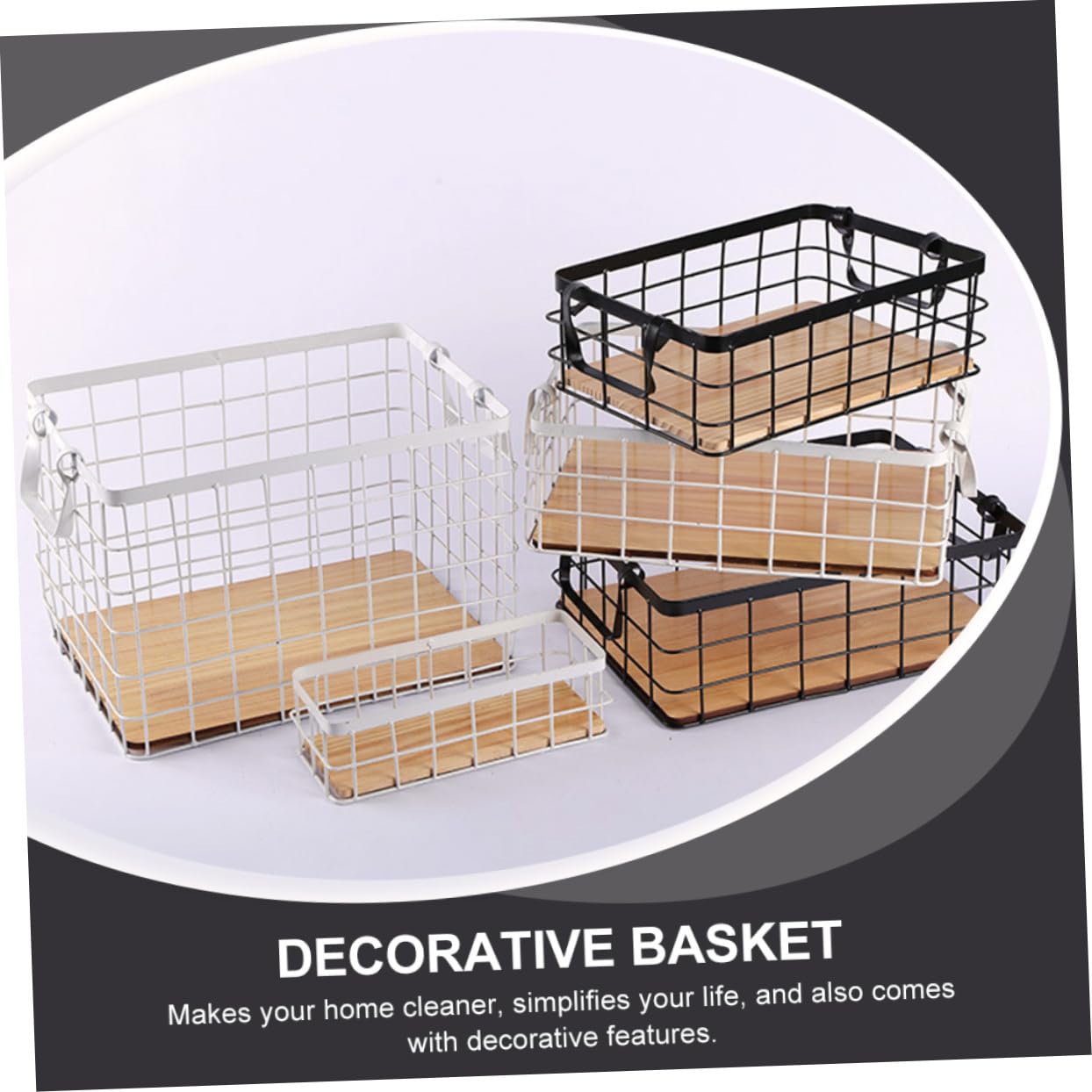 SOLUSTRE 1Pc Decorative Wire Storage Basket for Kitchen Organization Practical Black Packing Basket with Handle Multi Functional Display for Fruits Snacks and Utensils