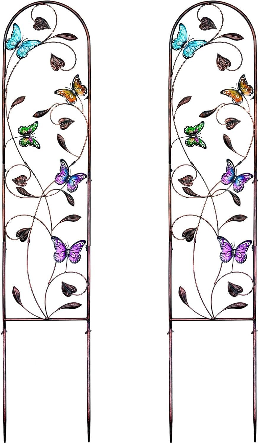 Rankgitter 2er Set, Rankgitter Metall, Rosen Rankgitter, Rankhilfe Garten, Rankobelisk Beschichtetes Metall, Gurkenstütze, Rankspalier für Kletterpflanzen Blume Tomaten Gurken, 152 x 28 cm, Farbig