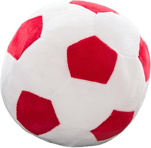 zhidiloveyou Bola de fútbol de felpa de 9 pulgadas, almohada de fútbol de felpa regalo de fútbol para niños, rojo-blanco