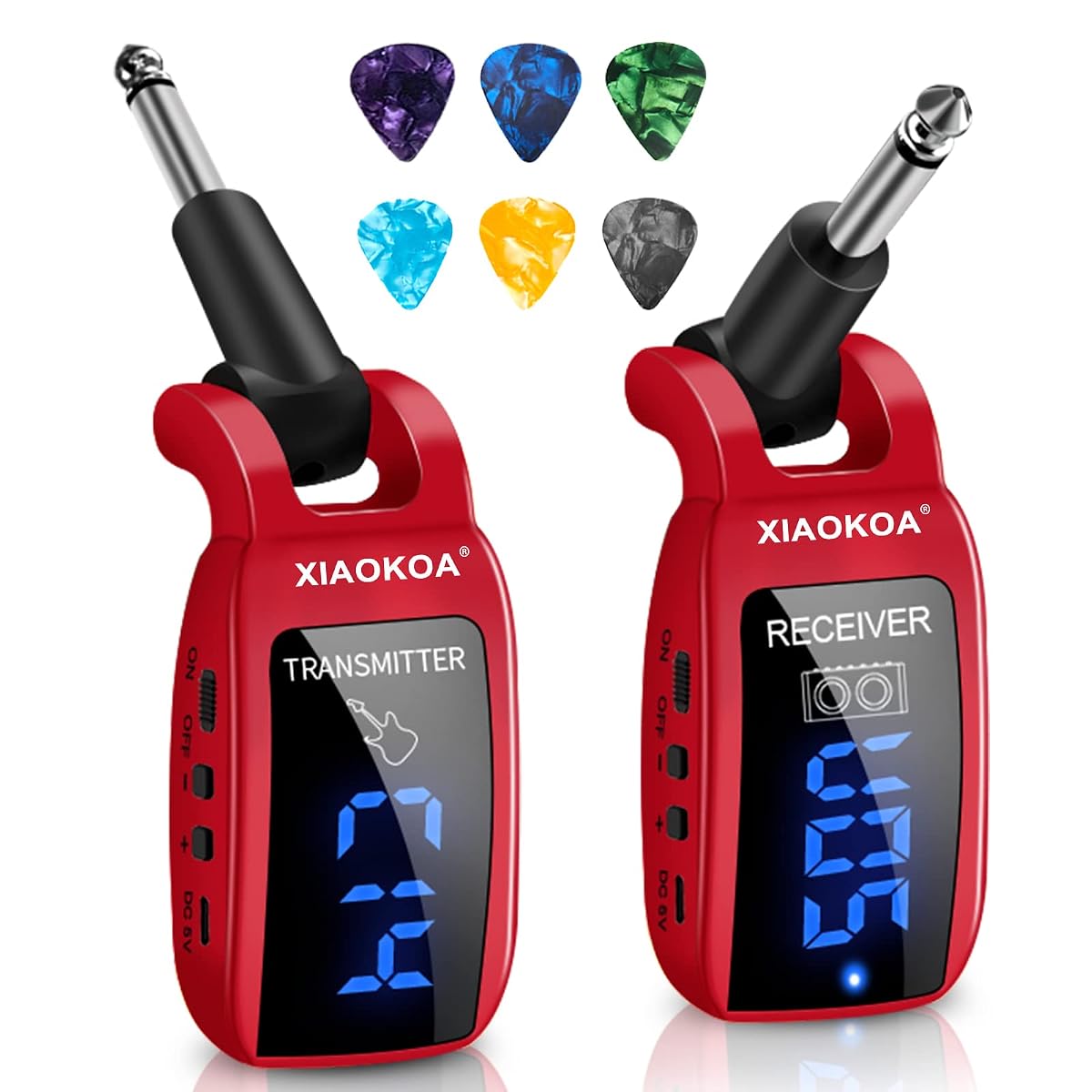 Wireless Guitar System, UHF 15 Channels Rechargeable Transmitter Receiver for