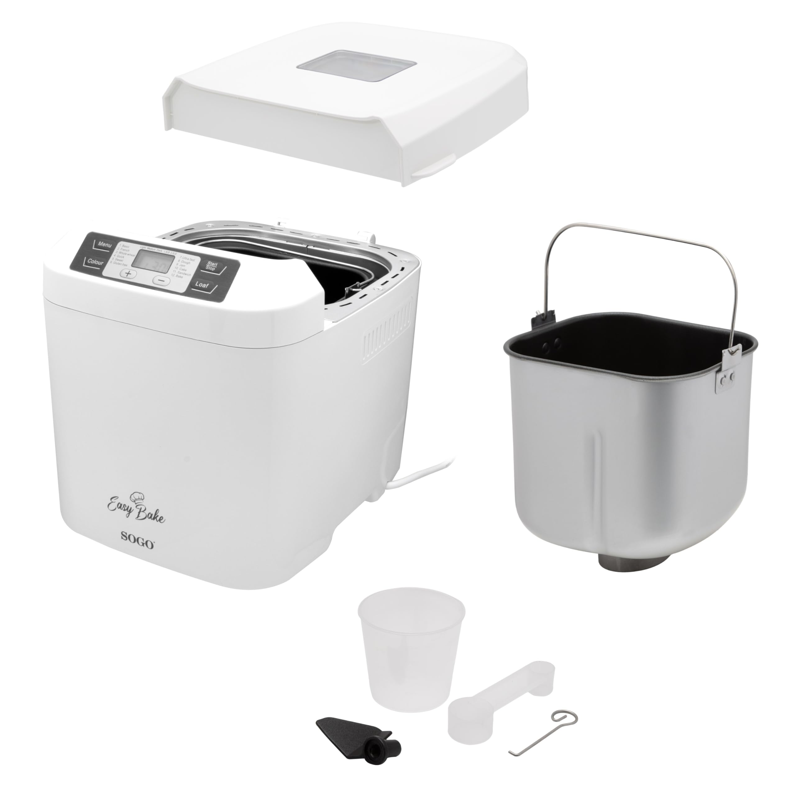 SOGO Panificadora y Robot Multifunción: 12 Programas Automáticos, Función de Mantener Caliente, Retraso Preestablecido de 13 Horas. Capacidad de 750g, 580W (SS-10722)