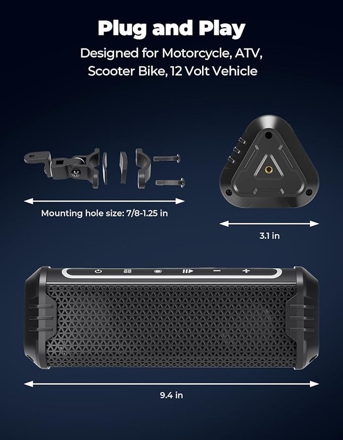 Parlantes KEMIMOTO para Moto Bluetooth, Impermeables, Barra de Sonido, Luz RGB miniatura 7