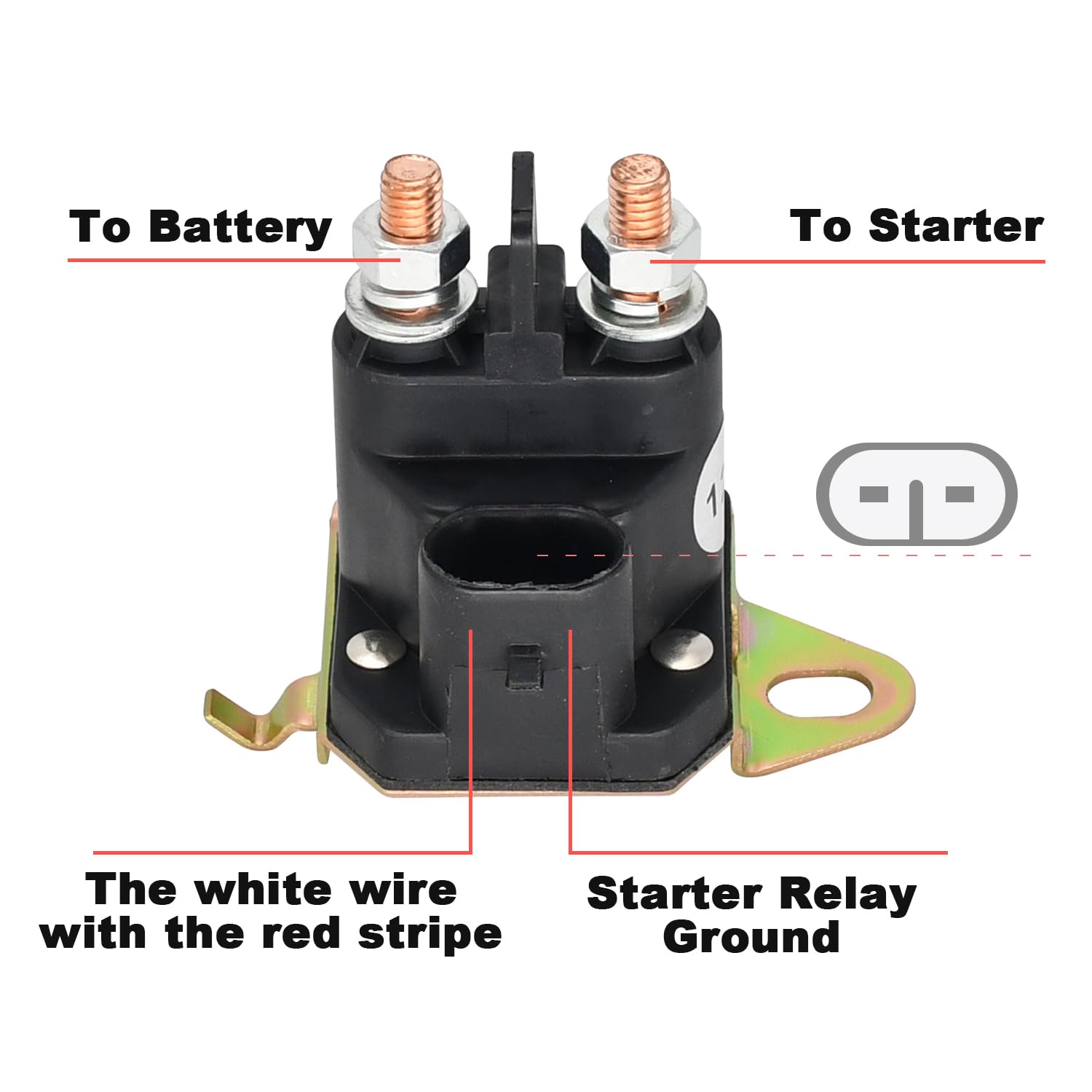 7CM-1241-212-51 Relé solenoide de arranque 12 V 2 terminales, relé de solenoides para cortacésped sustituye a 7CM124121251 05167200 1118161105 M008904-000 M008904000 compatible con Trombetta