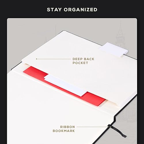 Miniatura 4 de Beechmore Books Cuaderno de bocetos A4 8.5 x 11 pulgadas, encuadernado en cuero vegano de alta calidad, tapa dura con 156 páginas gruesas de 160