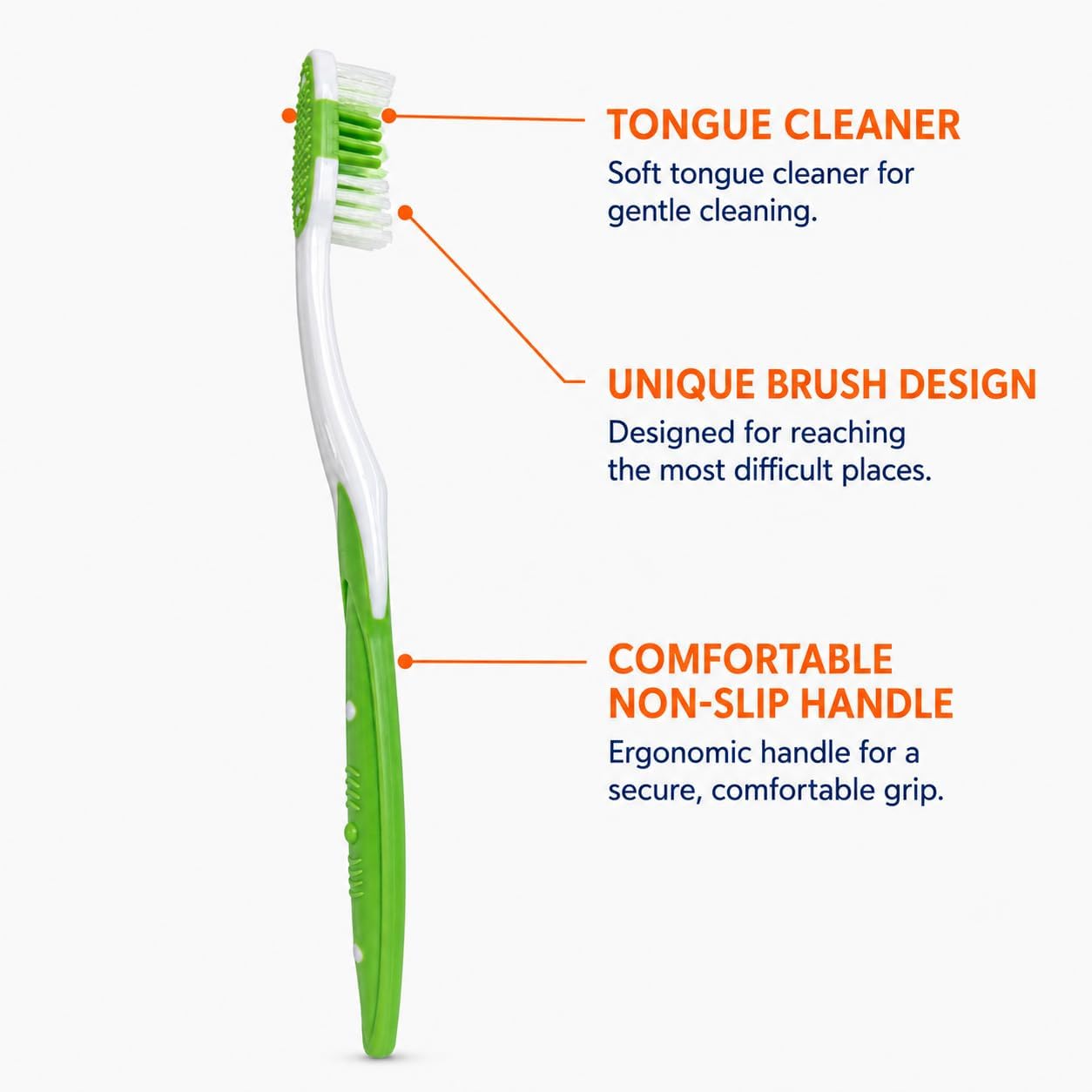 Adult Toothbrushes 6 Pack, Manual Toothbrush Value Pack with Unique Bristles, Comfortable Grip Handles for Daily Oral Care | Firm