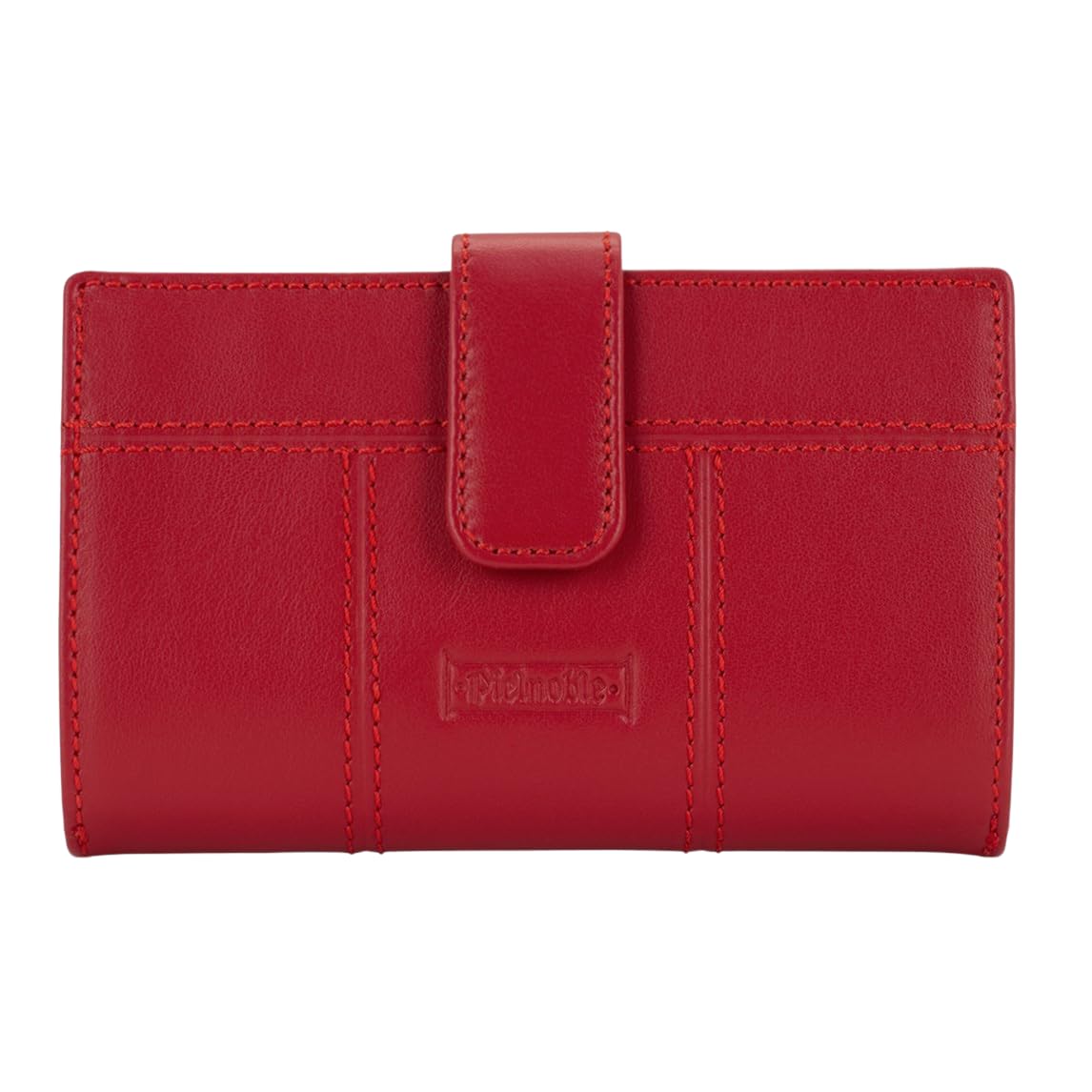 Portfel damski ze skóry bydlęcej elegancki portfel premium ręcznie wykonany w Ubrique, Hiszpania Kolekcja PS, Czerwone, Pequeño - 14.5cm, Klasyczny