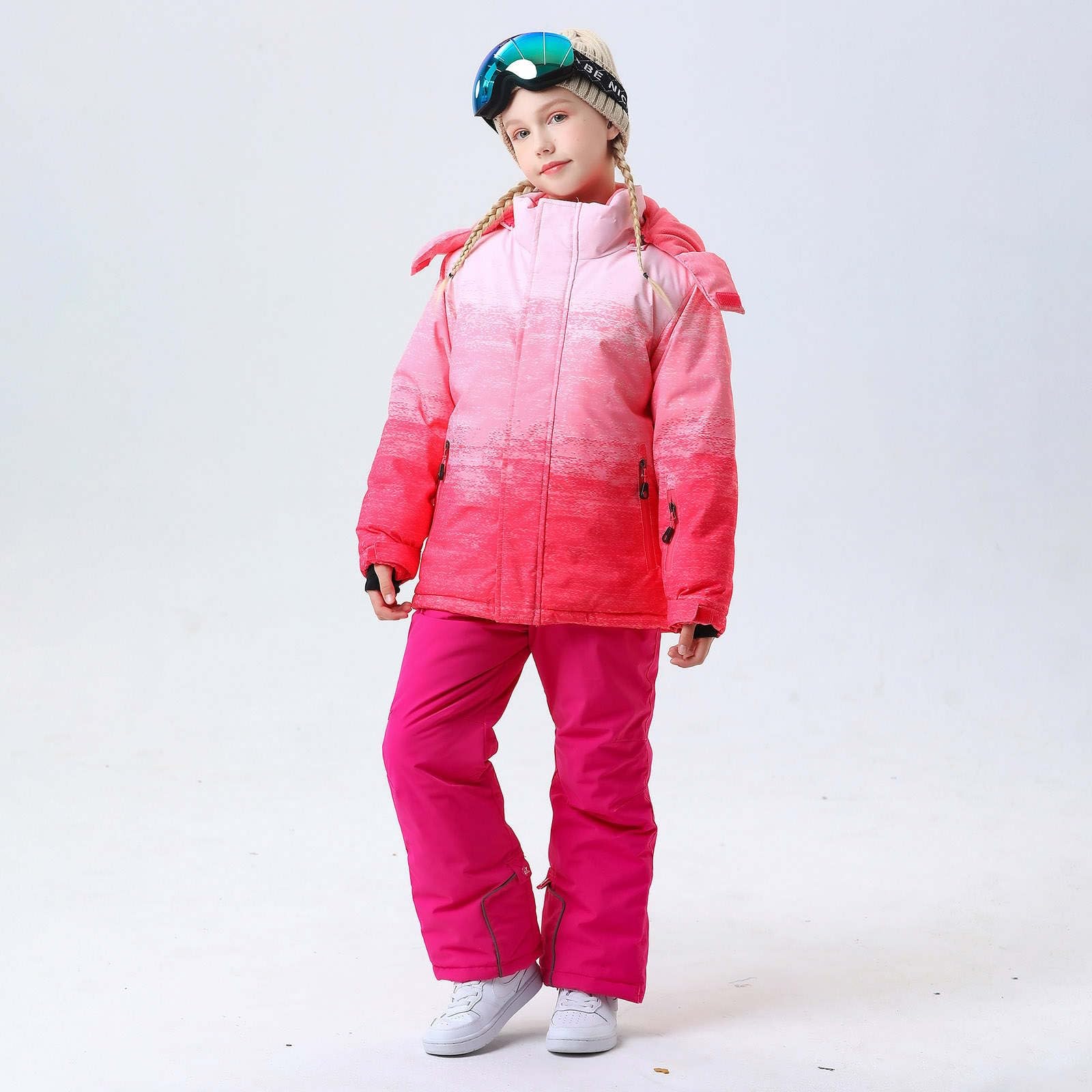 Tuta da sci per bambini, in pile, giacca e pantaloni invernali, per snowboard, invernali, calda, unisex