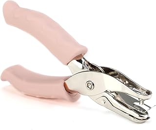 3mm Single Hole Paper Puncher, Handheld Circle Puncher with Soft Grip Handle Round Hole Paper Punch for Greeting DIY Cards Scrapbook Tags Crafts Home Office School Supplie Pink