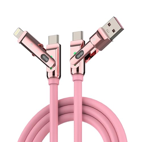 Miniatura 7 de MFish Cable de carga rápida 4 en 1 con funda, cargador rápido PD 3.1 máximo de 6.6 pies, 240 W, USB-A/USB-C a USB-C/Lightning, compatible con Negro