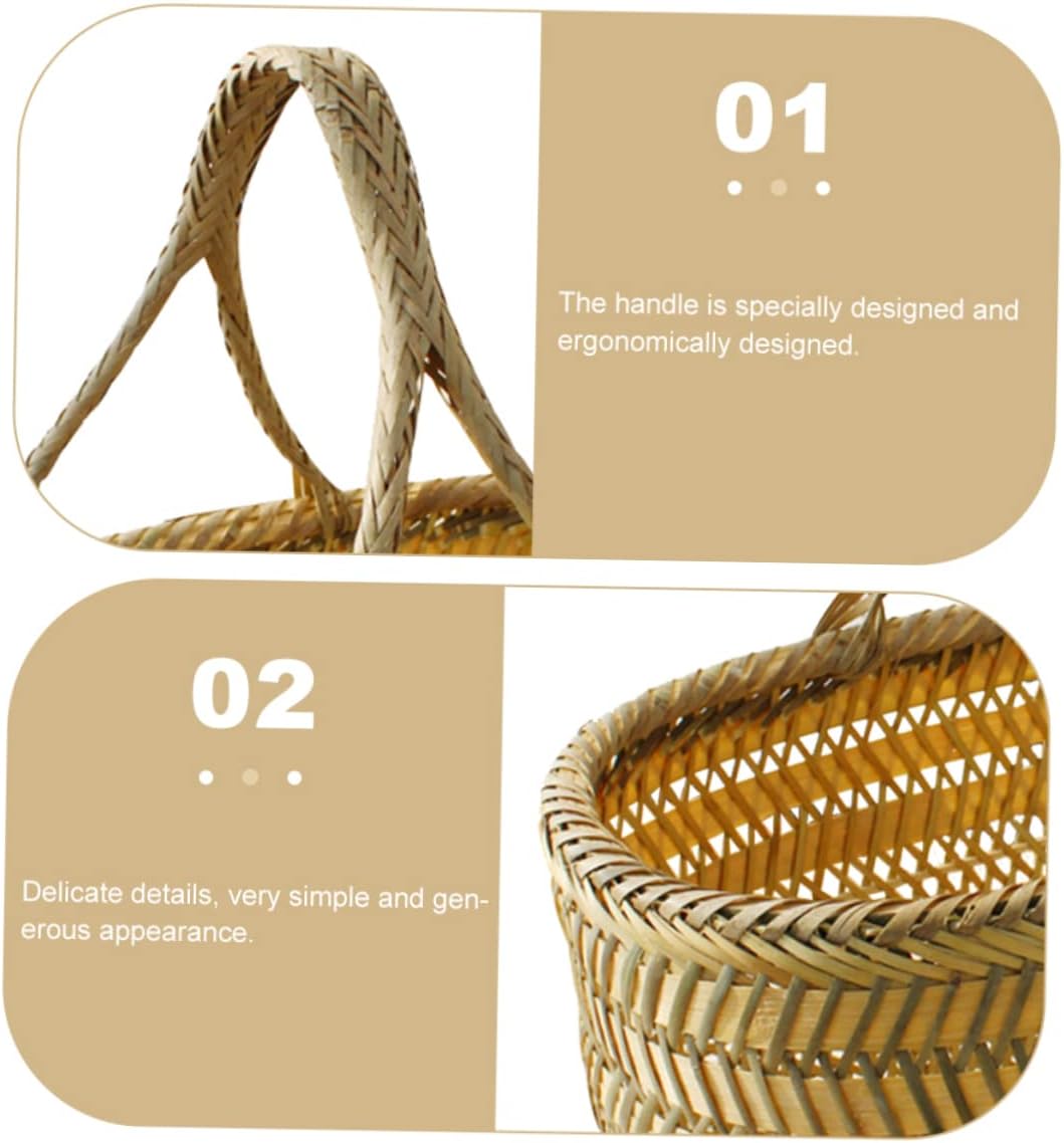 ABOOFAN Ergonomic Basket with Handle for Outdoor Shopping and Garden Harvest Small Handwoven Vegetable and Fruit Storage Container and Easy to Clean Random Color Random Color