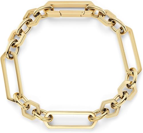 Olivia Burton Pulsera de Eslabones para Mujer Colección HEX LINK de Acero Inoxid