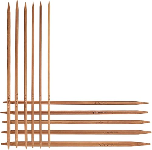 Miniatura 4 de Juego de agujas de tejer, 11 agujas de tejer de doble punta de bambú, agujas de coser hechas a mano para proyectos de hilo de punto DIY