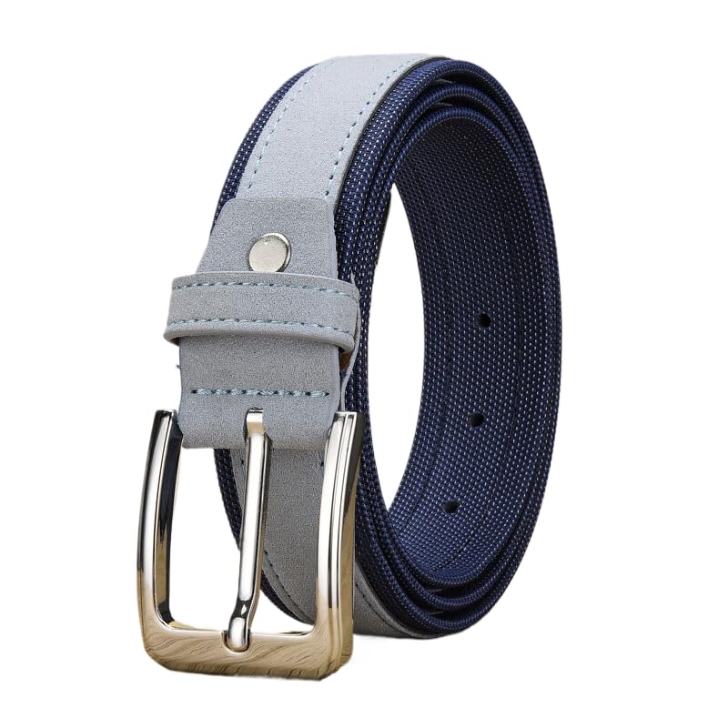 Business Casual Belt Men, Classic Work Belts for Men, Mens Belts for Jeans Pants Shirt Suit,A Blue 3.8cm,110CM/43.3''