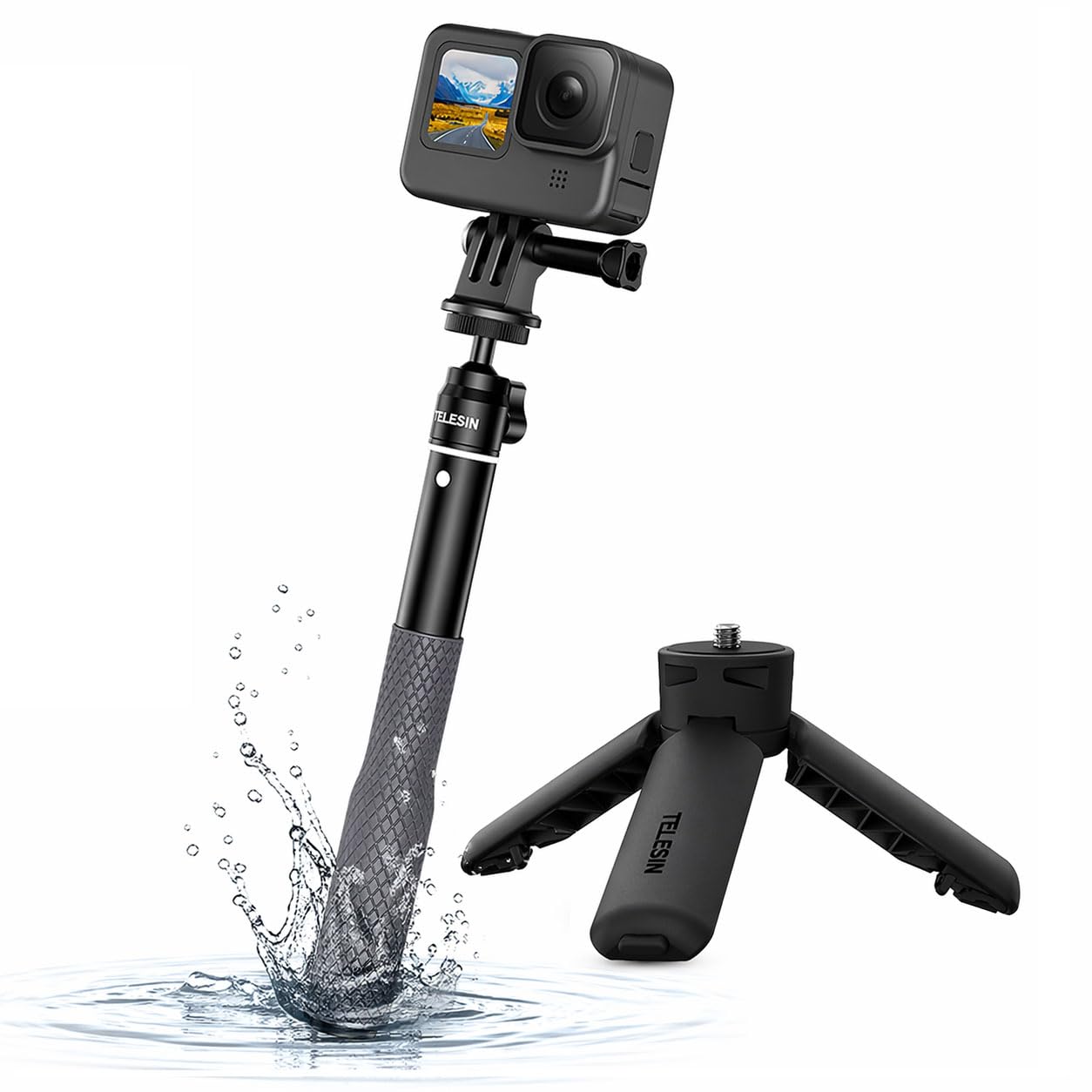 TELESIN Diving Selfie Stick &amp; 0.1s Open Mini Tripod for DJI GoPro Insta360