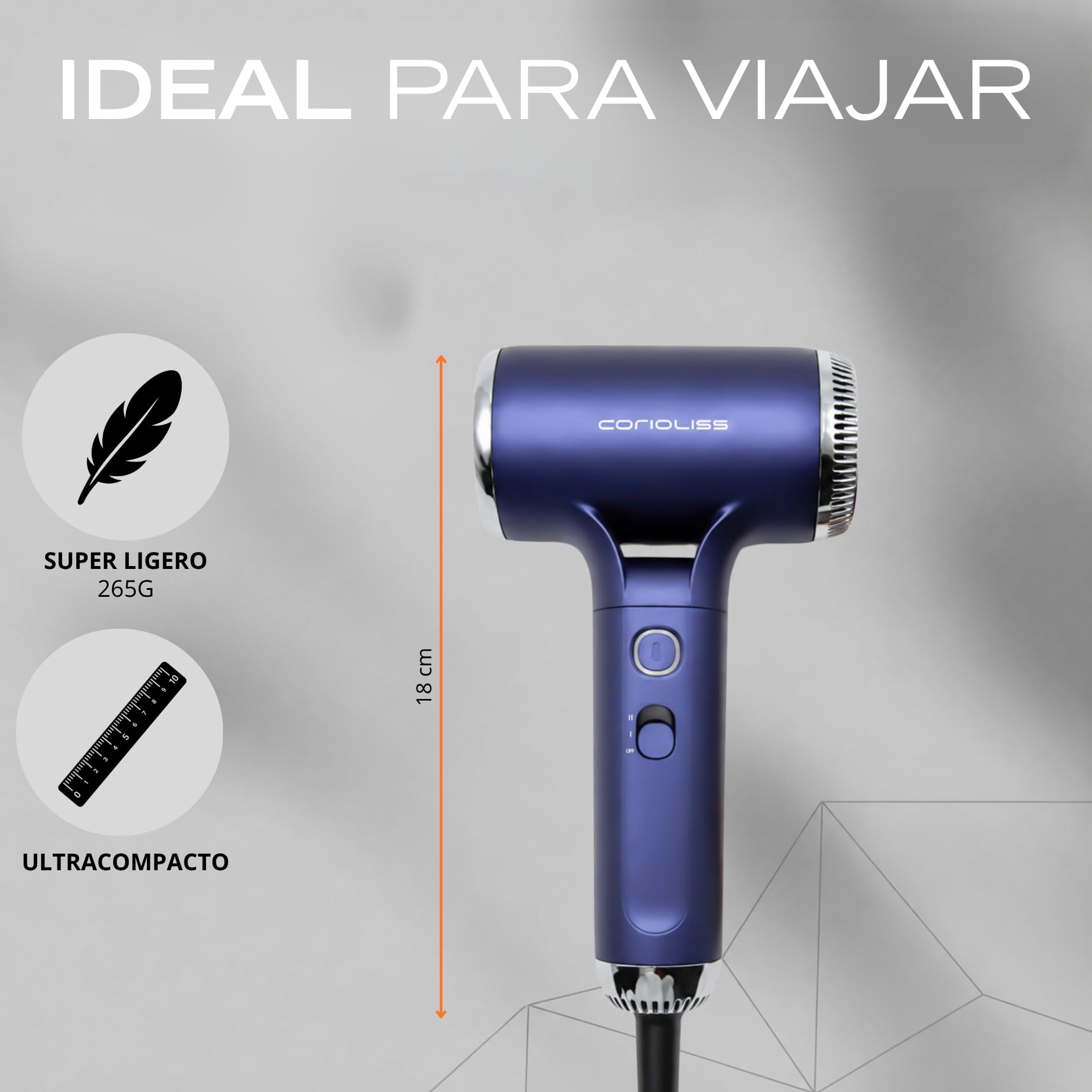 Corioliss Breeze Secador de Pelo de Viaje 1350W BLDC Iónico Profesional
