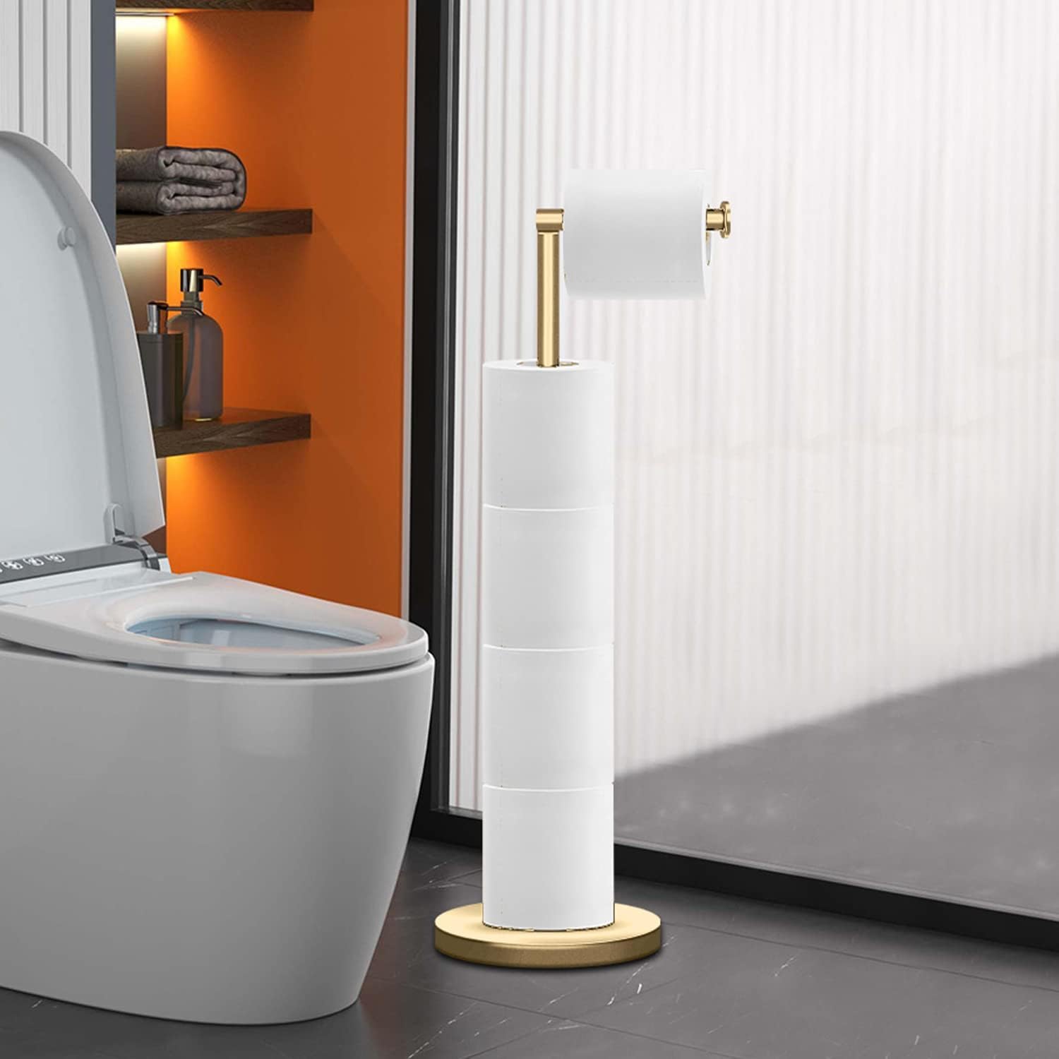 22 Inch Freestanding Toilet Paper Stand, Heavy Duty with 3-4 Roll Reserve — Amazon image 7