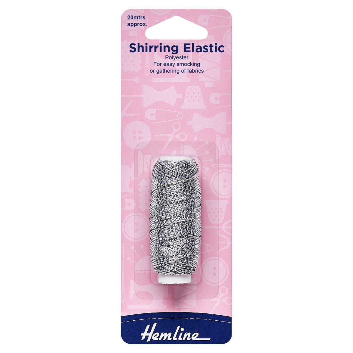 Hemline Shirring Elastic – 0.75mm x 20m Silver Thin Polyester Elastic for Smocking, Gathering Hand or Machine & Strengthening Knitwear Cuffs and Welts