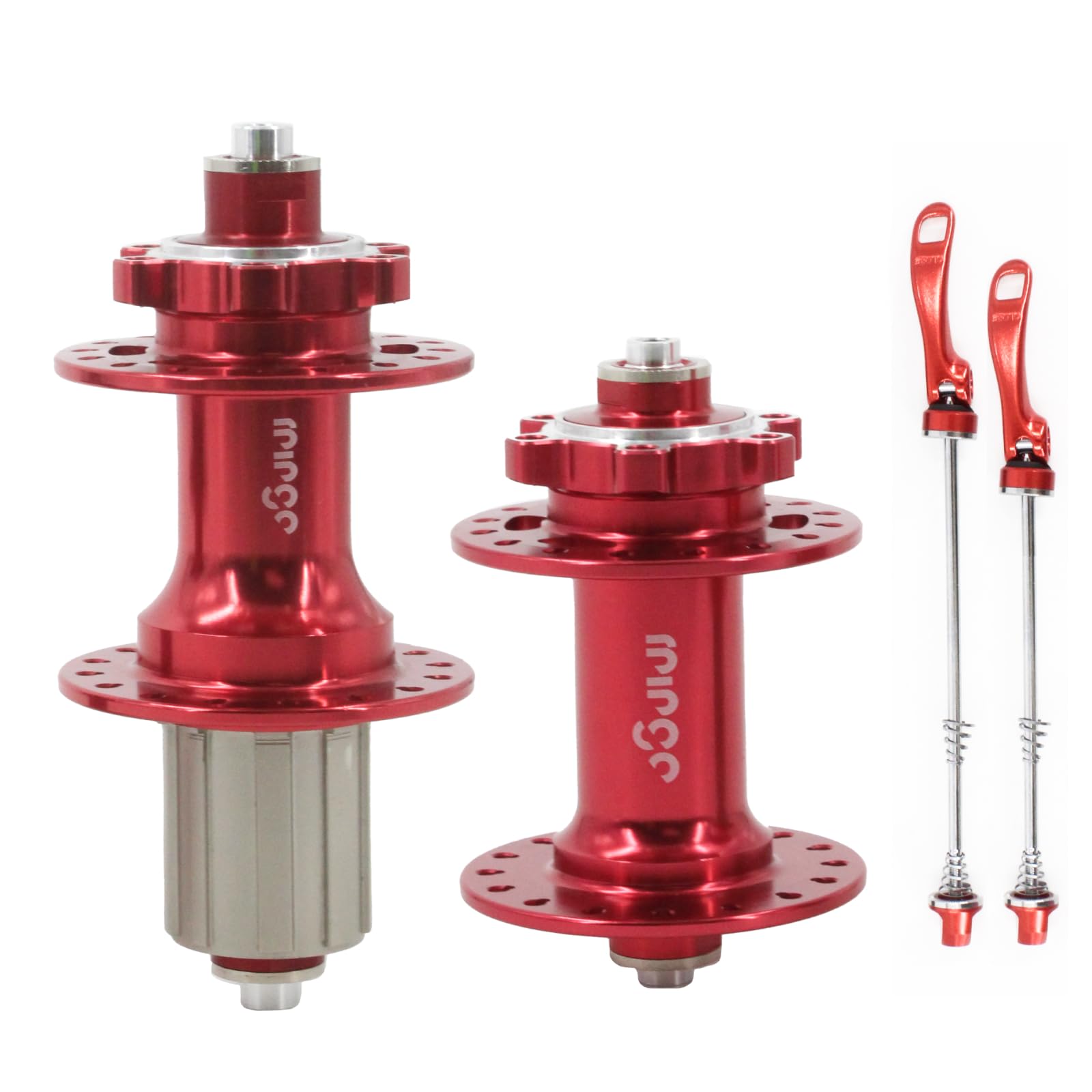 rningo Bike Hubs Disc Brake 24H/28H/32H/36 Holes, Front Rear HG for 8/9/10/11/12 Speed，Quick Release Cassette Hub 4 Bearings 3 Claws 120 Clicks，Compatible for MTB/Road Bike Hubs (Red, 32H)