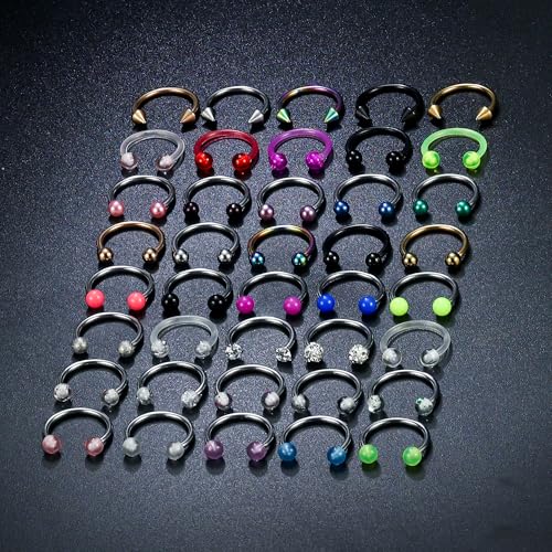 Vsnnsns 14G 16G 18G Septum Rings Piercing Jewelry 316L Stainless Surgical Steel Horseshoe Septum Nose Rings Snake Bite Lip Ring Daith Rook Earrings Smiley Piercing Jewelry for Women Men 8MM 10MM 12MM3