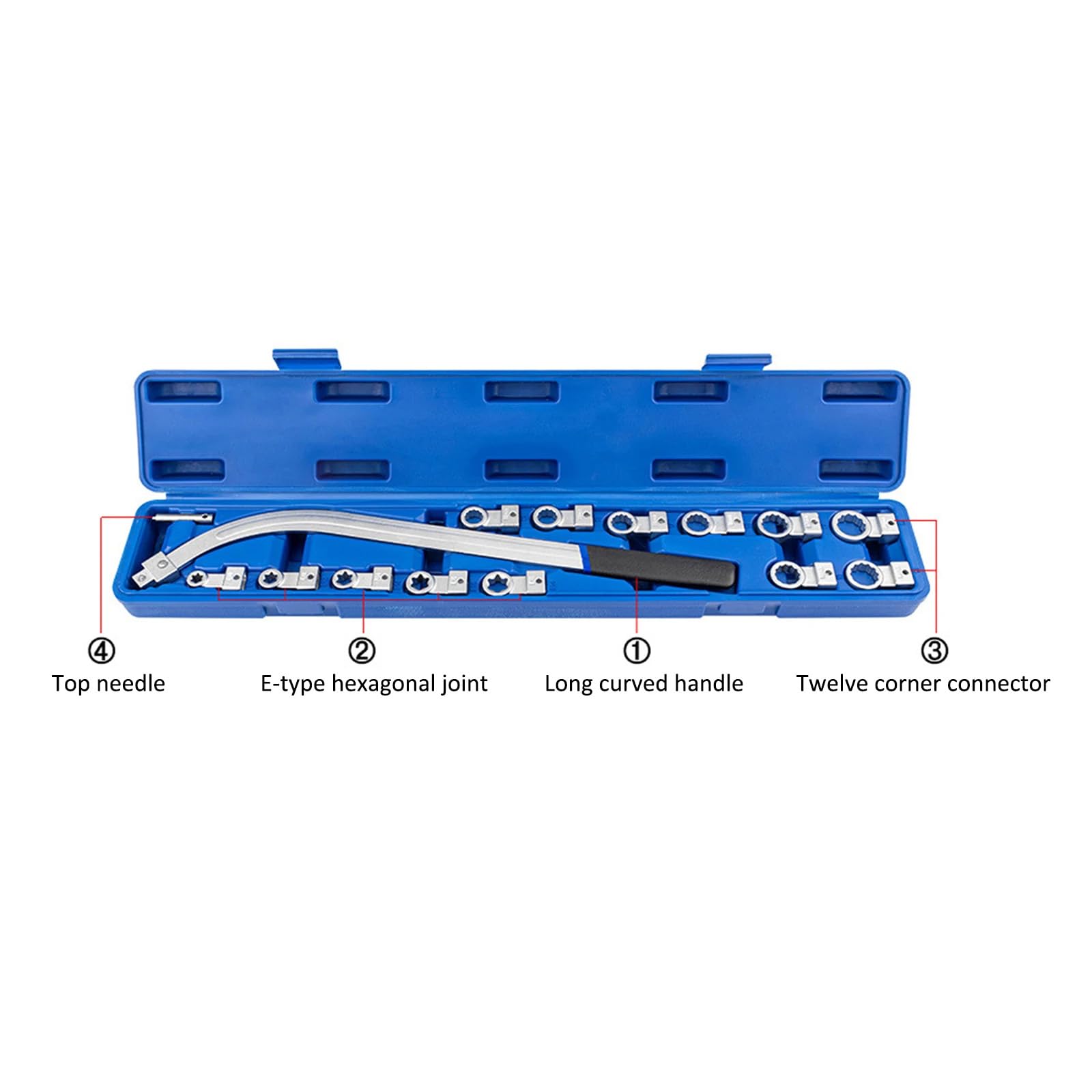 Kit de démontage de poulie de distribution professionnel avec adaptateurs à 12 points, outils antirouille et étui portable pour réparation automobile, ensemble de clés tendeurs de courroie de