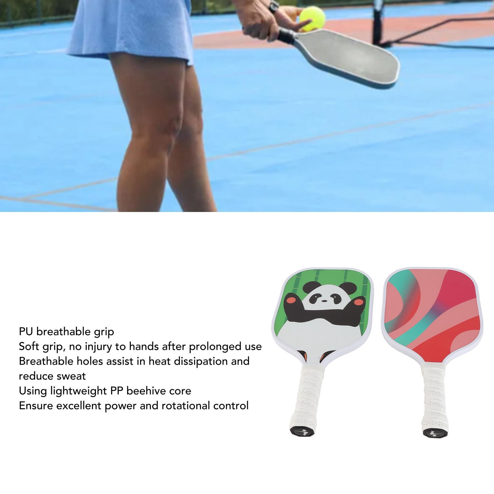 Racchette per Pickleball Telaio Leggero in PVC con Superficie in Fibra di Vetro per Bambini Racchette per Pickleball per Principianti Set da 2 Pezzi
