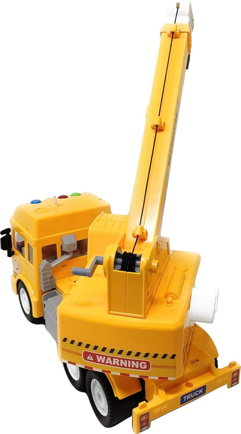 SHIPEASE Friction Powered Construction Crane Trucks Toy for 3+ Years Old Kids Boys Girls Pull Back Vehicles 360 Degree Rotating Lifting Crane Toy with Light Music (Multicolor) 3