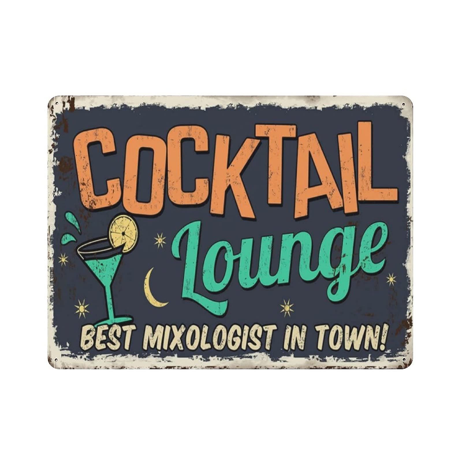 rayprint Metal Tin Sign Cocktail Lounge Vintage Tin Poster Metal Sign Wall Decoration Country Kitchen Home Garage Decor 12"x16"