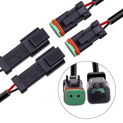 Miniatura 4 de Deutsch DT macho hembra arnés de cableado DTP 2 pines macho hembra adaptador de enchufe eléctrico conectores de repuesto con cable de coleta para