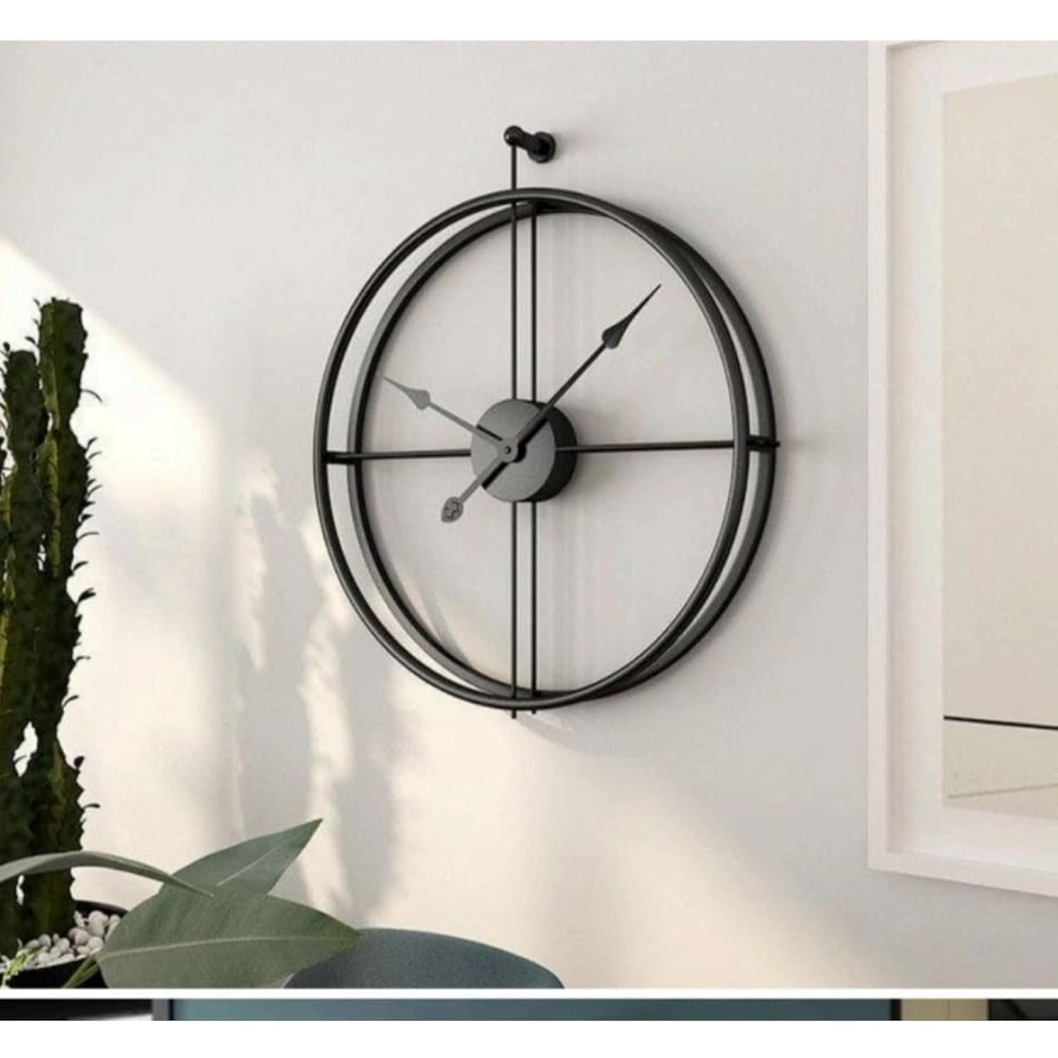 24 Inch Large Metal Wall Clock | Modern Minimalist Decorative Big Size Watch | Vintage Nordic Style Silent No-Ticking Hanging Clock for Living Room, Home, Office, Bedroom (Matte Black)-image-15