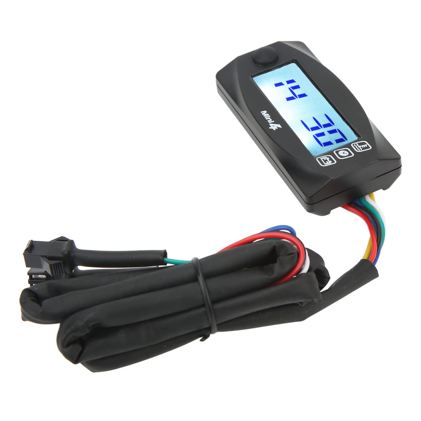 VGEBY Motorrad-Thermometer, LCD-Digital-Wassertemperaturanzeige und Öltemperaturanzeige, 32 Bis 248 Fahrenheit, DC 12 V, mit Voltmeter-Uhr, Blaue Hintergrundbeleuchtung, für Universal-Motorräder